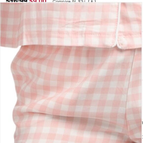 NWT TART Micro Pink Gingham 2pc Kine Top and Shorts Pajama Set with side Pockets - Picture 6 of 10